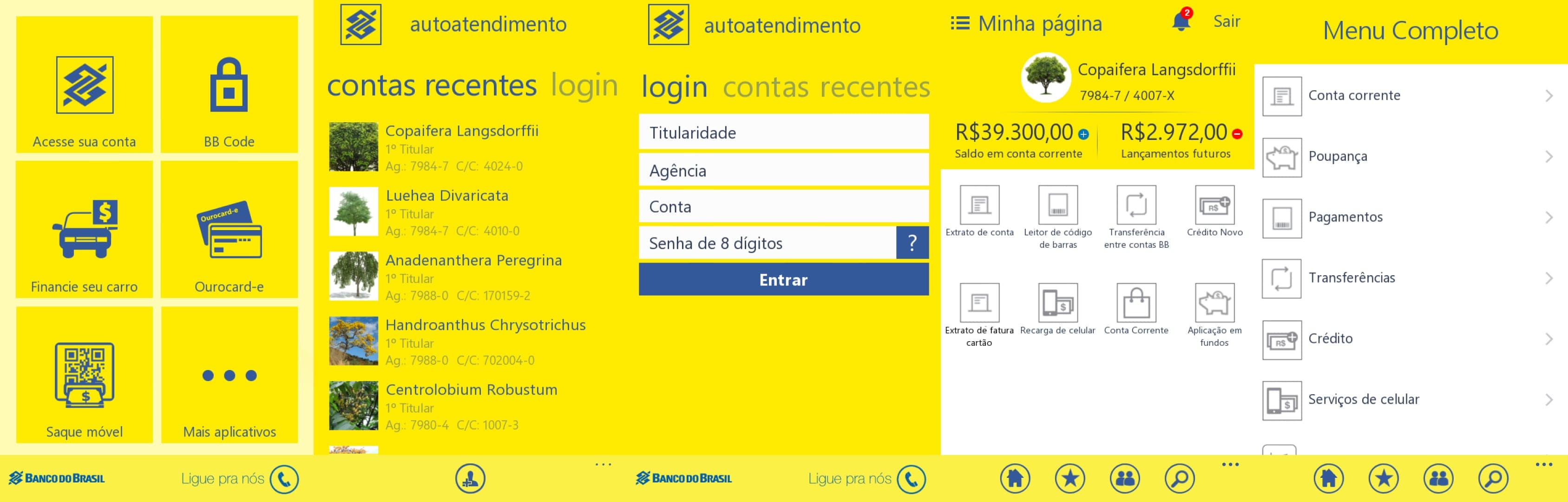 High Fidelity Mockup for the native Bank of Brazil APP for Windows Windows.