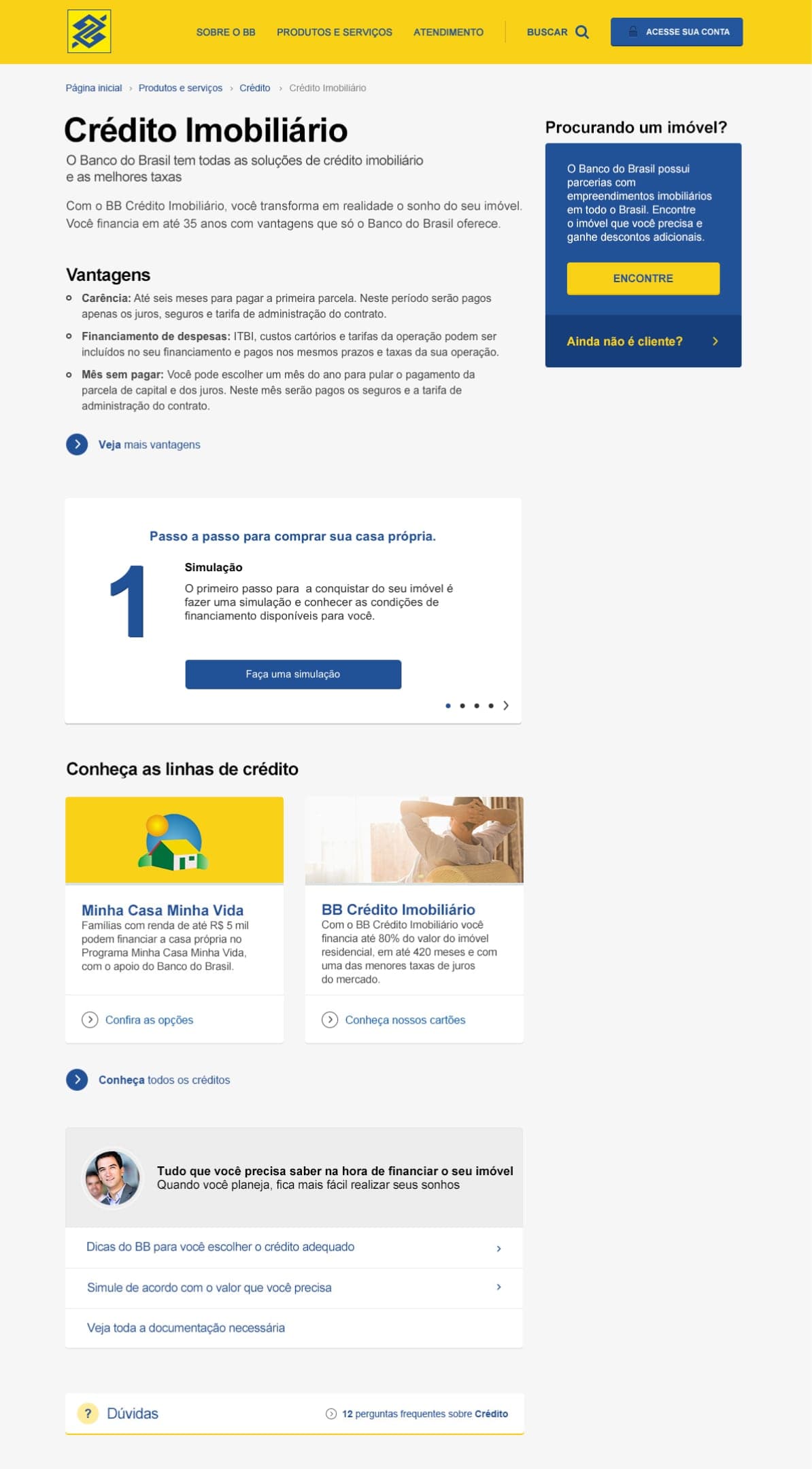 Front-end development of a landing page for the Bank of Brazil's Real Estate Credit.