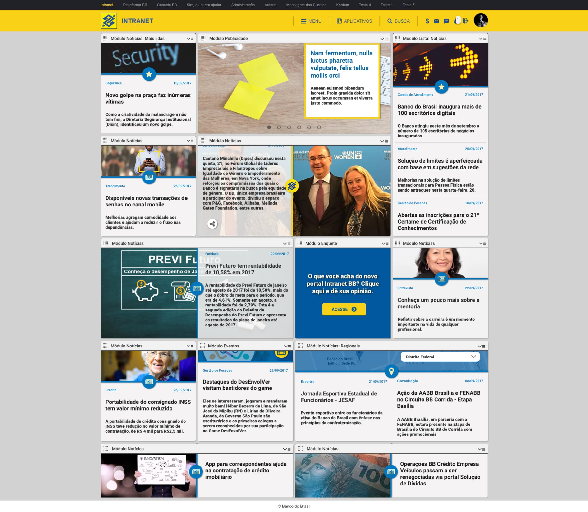 Front-end development with Bootstrap of the Bank of Brazil's Intranet.