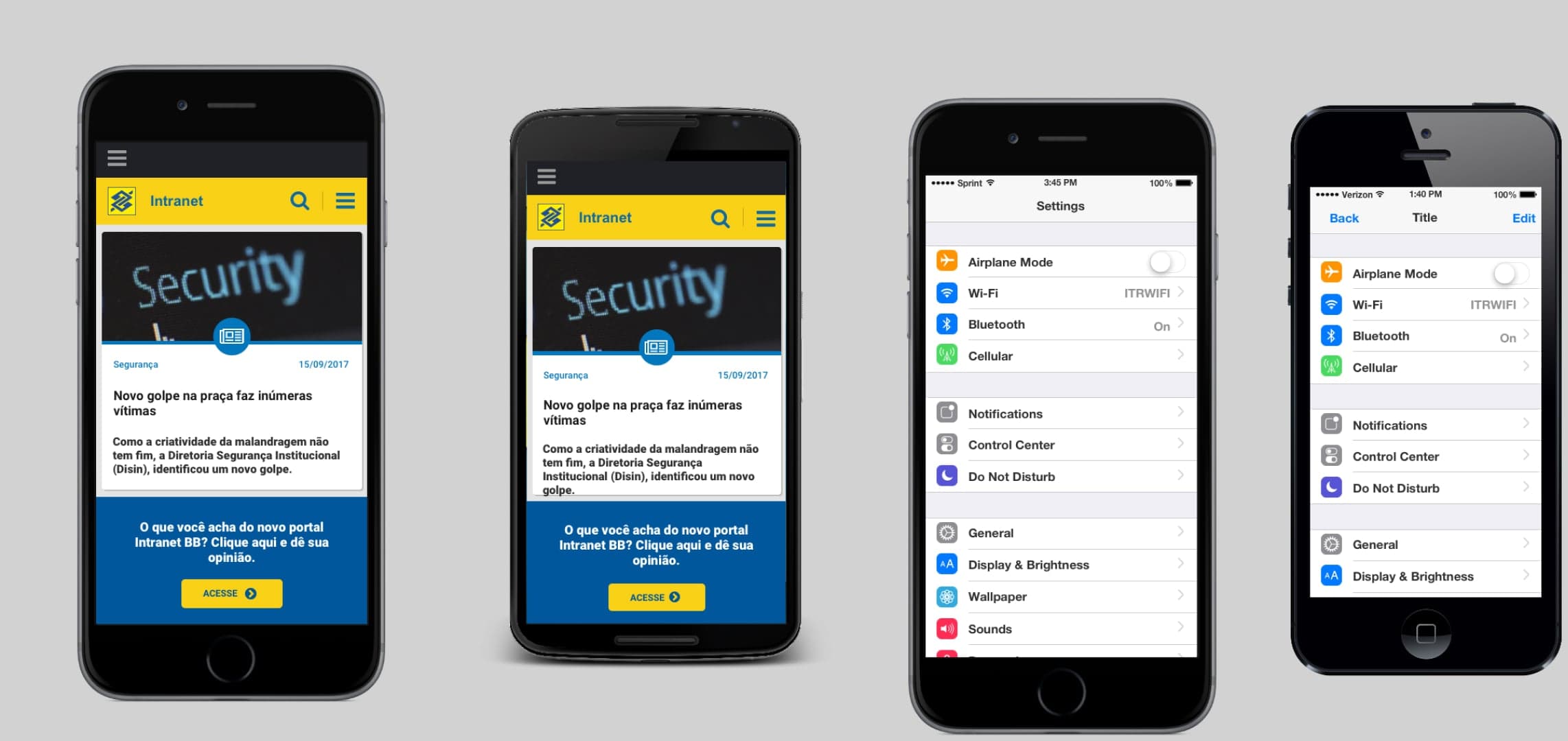 Front-end development with Bootstrap of the Bank of Brazil's Intranet in mobile environment.